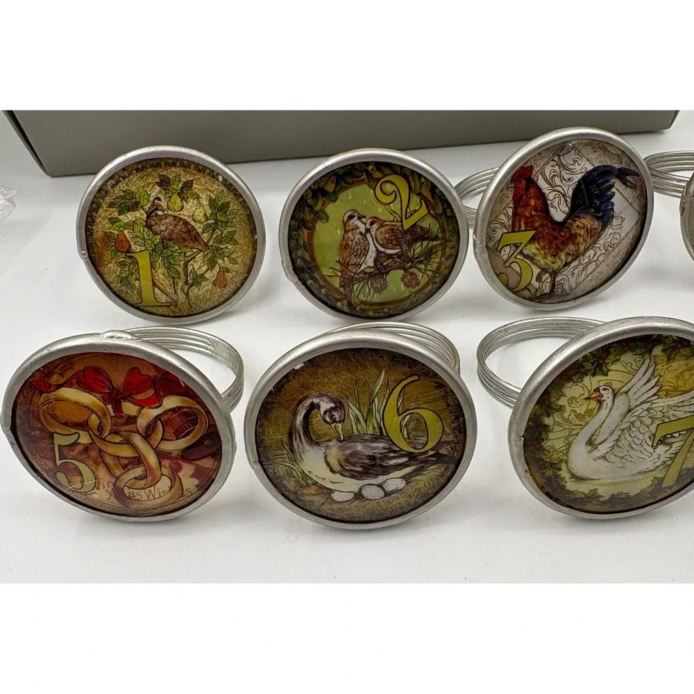 Pottery Barn 12 Days of Christmas Napkin Rings Set of 12 Multi Vintage Holiday